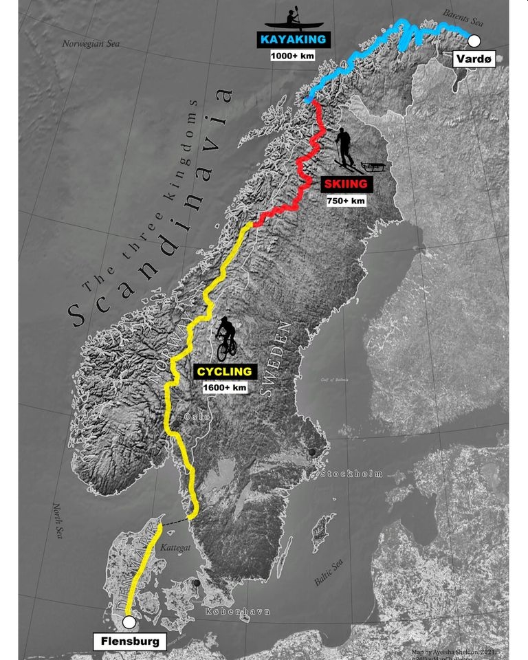 Mappa del viaggio di Lorenzo verso il circolo polare artico